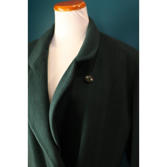 Adolfo Classics Long Wool Pea Trench Emarald Green Dark Academia Coat 10 - Picture 10 of 15